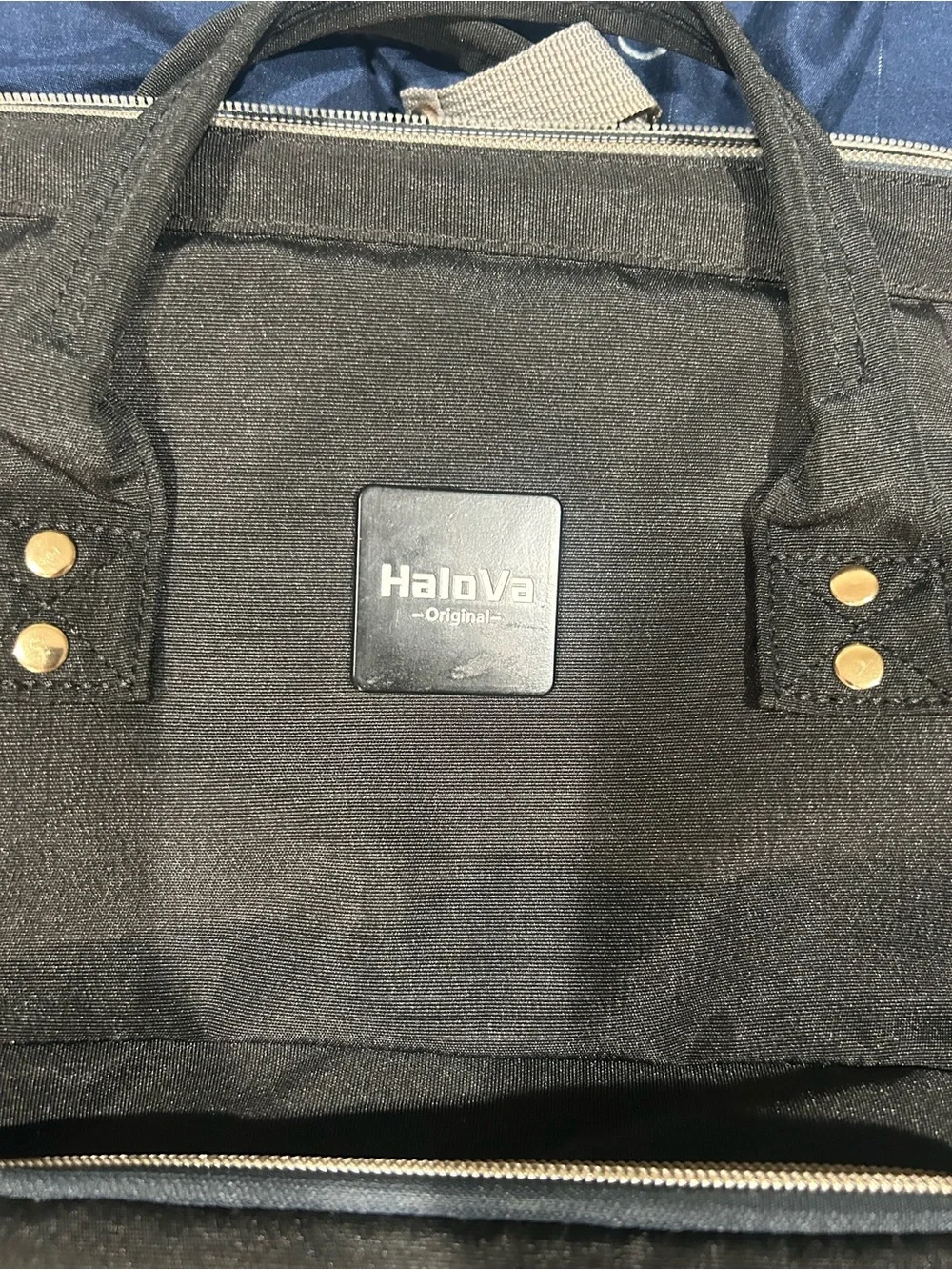 Halo Black Baby Diaper Backpack with Tan Accents